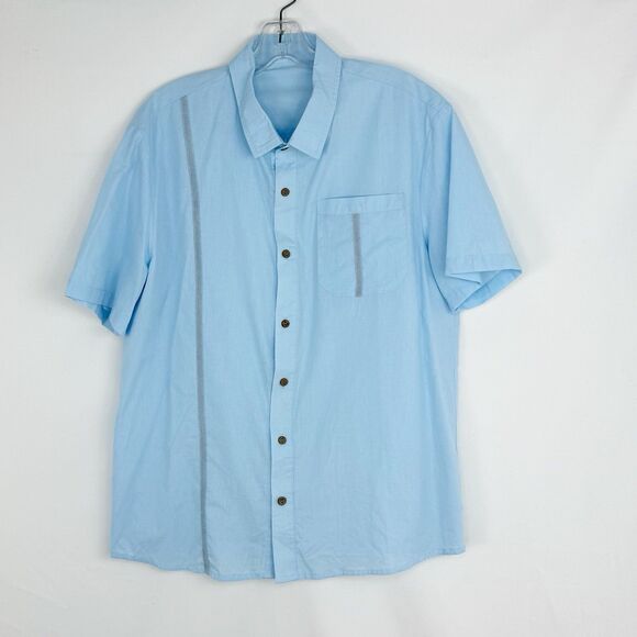 Men's Solid Light Blue Button-Down Short-Sleeve Shirt Medium NWOT - Picture 6 of 16